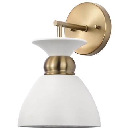 NUVO Perkins 1-Light Wall Sconce - Matte White with Burnished Brass 60/7459